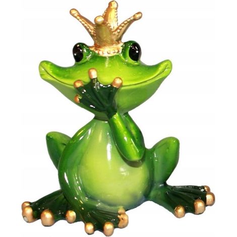 Statuetta decorativa di una rana verde con una corona. Dalla serie "I don't say". (1/5)