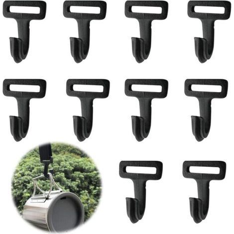 Outdoor Plastic Tent Hook Pole Rope Hook Tent Buckle Tent Tarp Hook Suitable for Tent Awning Multifunctional Hook Camping Black 10pcs (1/5)