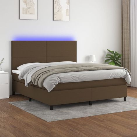Letto a Molle Materasso e LED MarroneScuro 180x200cm in Tessuto vidaXL (1/5)