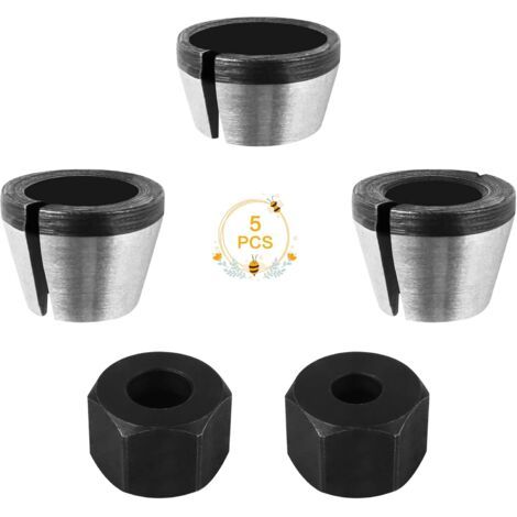 Adaptateur de Mandrin, 5Pcs Tête de Mandrin, Mandrin de Pince de Routeur, Collet Mandrin Affleureuse, Mandrin de Fraise à Bois, Pince de Serrage Defonceuse, Adaptateurs de Pince pour Machine à Graver (1/5)