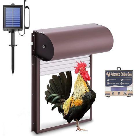 – Porte automatique pour poulailler en métal – Solaire avec minuterie – Résistante à la rouille – Pour poules et canards (1/5)