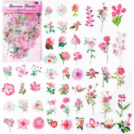 Stickers Fleurs - 100 Pièces - Papier PET Transparent Imperméable - Pour Scrapbooking Carnet Journal Ordinateur Décoration DIY (1/5)