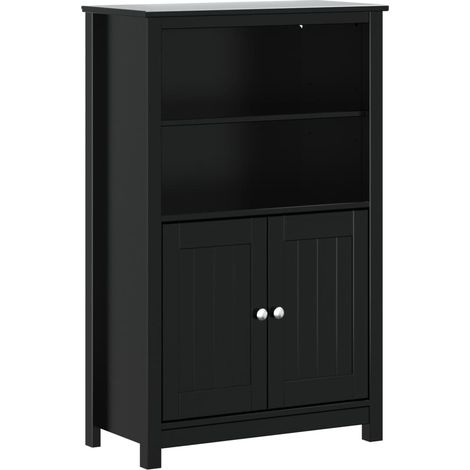 Armoire de salle de bain BERG noir 69,5x34x110 cm pin massif (1/5)