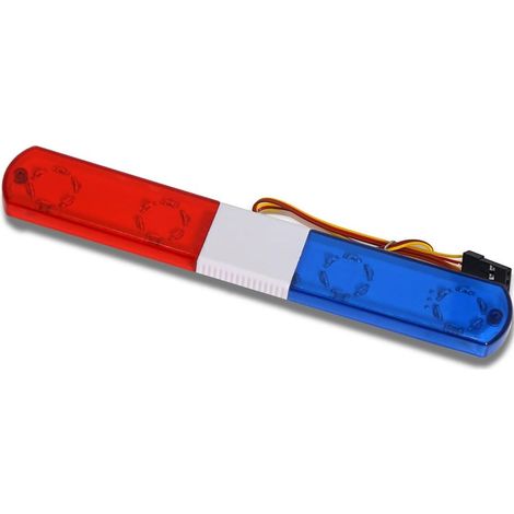 Lampe D'Alarme Flash LED pour Voiture de Police, Lumière Vive pour 1/10 RC D12, Pièces de Mise à Niveau de Voiture Axiale Traxs, 145 Mm, Rouge et Bleu (1/5)