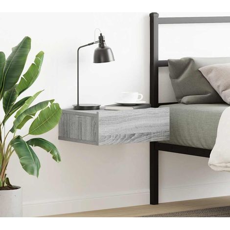 vidaXL Floating Nightstand Grey Sonoma 40x30x15 cm Engineered Wood