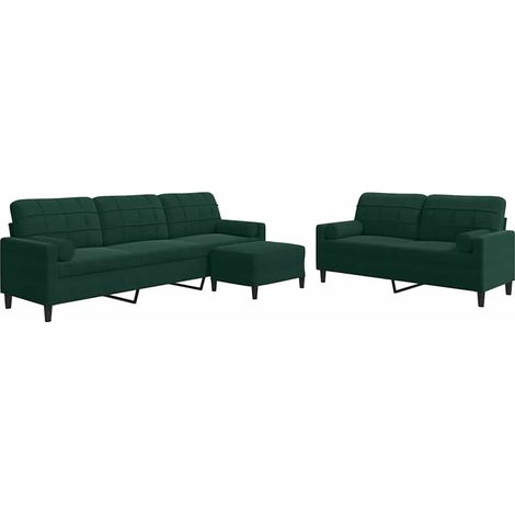 Maison Exclusive - Set di Divani 3 pz con Cuscini e Rinforzi Verde scuro Velluto