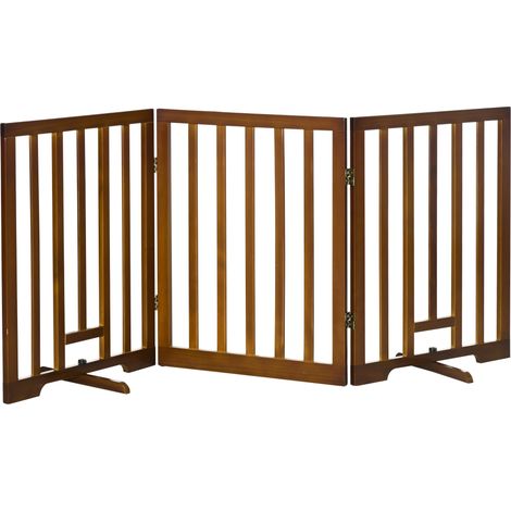 Cancellino per Cani  Pieghevole 181x35x76 cm in Legno di Pino Marrone Scuro