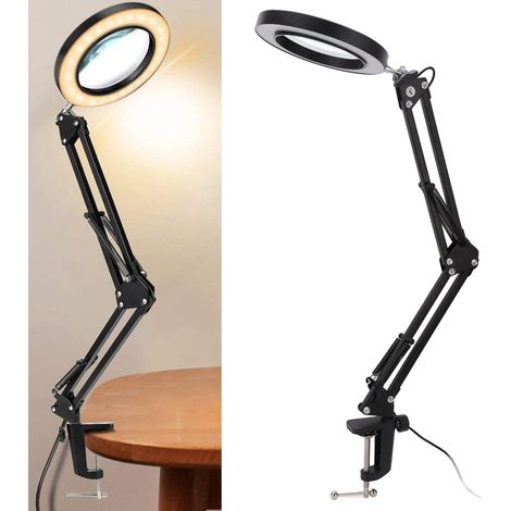 Lampe de réparation à pince à bras long pliable 5X LED, loupe à pince LED, lampe de réparation électronique (1/5)
