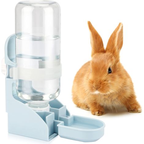 Fontaine à eau anti-goutte pour lapins - 500 ml, distributeur automatique suspendu pour cage, compatible avec lapins, chinchillas et cochons d'Inde. (1/5)