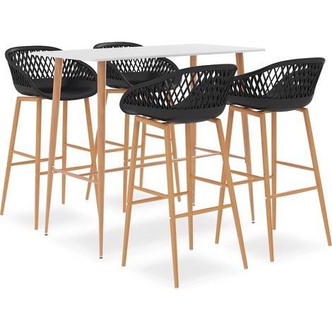 vidaXL Ensemble de bar 5 pcs Blanc et noir (1/5)