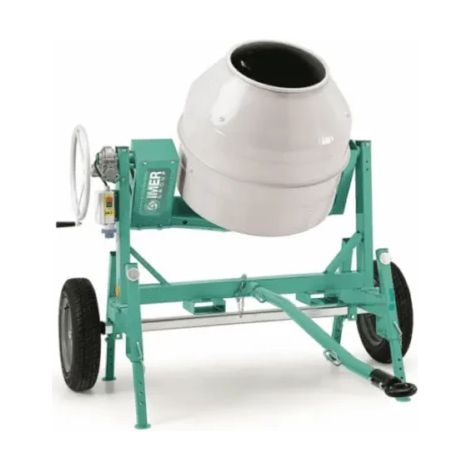 Imer – Bétonnière électrique tractable 345 litres – Moteur 1,4 kW – Homologation routière – Pour chantiers humides et terrains accidentés