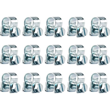 Pinces de tuyau 50pcs Pinces de tuyau Pince de réparation de tuyaux en acier Mini pinces de ligne de carburant d'essence Parfait pour fixer les tuyaux de petit diamètre Fer galvanisé, 7-9mm