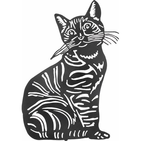 Adorno de pared gato de metal negro calado 51 cm moderno (1/2)