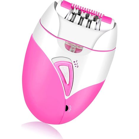Épilateur électrique pour Femmes et Hommes, Appareil D'épilation Rechargeable avec Tête Détachable, Deux Vitesses pour une Peau Lisse et sans Poils, Câble USB et Batterie (PINK) (1/5)