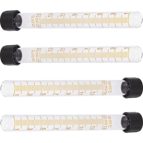 4pcs Tubes à Essai en Verre Transparent 15ml Bouchon Étanche et Résistance la Corrosion pour Laboratoire et Expérience Scientifique (1/5)