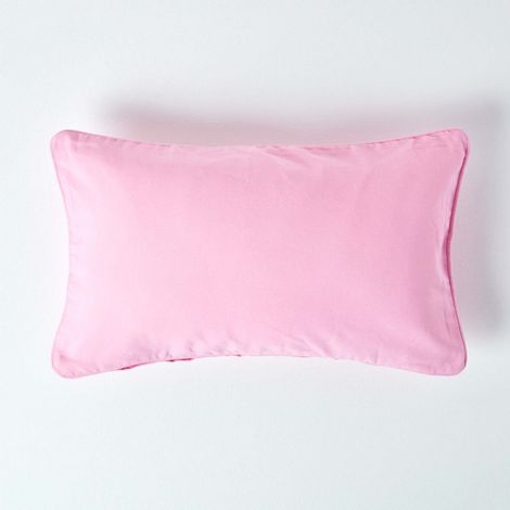HOMESCAPES Cotton Plain Pink Rectangular Cushion Cover, 30 x 50 cm (1/5)