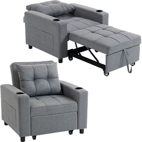 HOMCOM 3-in-1 Sofa Bed, Convertible Sleeper Chair with Adjustable Backrest