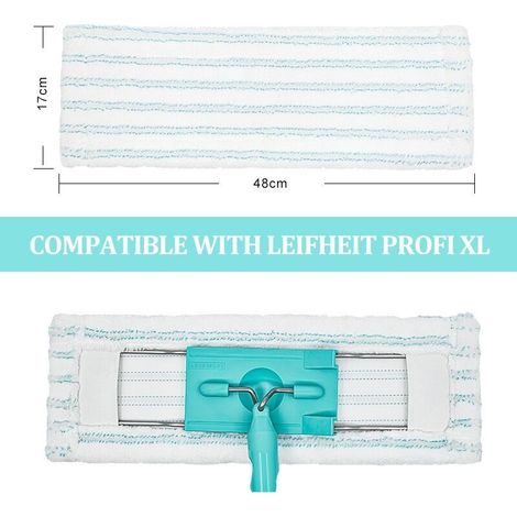 coperture per mocio Leifheit Profi XL Micro Duo/Profi XL Cotton Plus, coperture di ricambio per mocio Leifheit, sistema a 2 fibre, coperture in microfibra efficienti, elevato potere pulente (1/5)