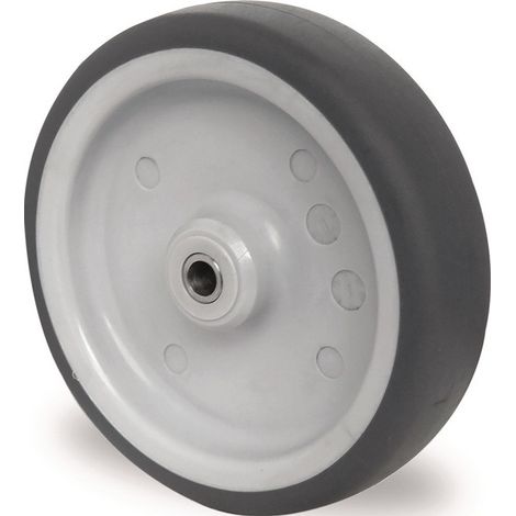 Roue D.125mm Trgf.100kg TPE gris Axe D.8mm Longueur moyeu 36mm PROMAT