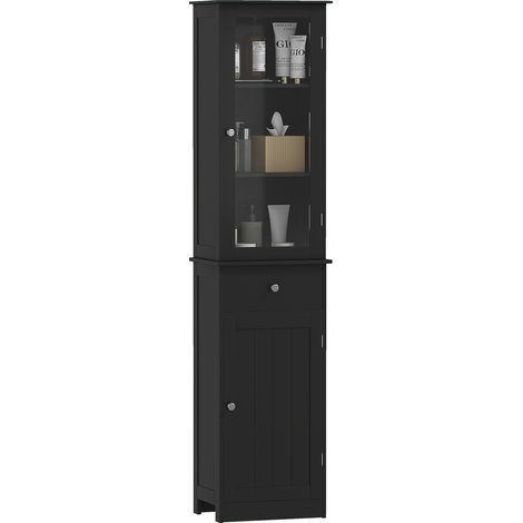 Columna, ahorra espacio, cajón, negra, 40 × 27 × 171,5 cm, MDF, acrílico, 14,9 kg (1/5)