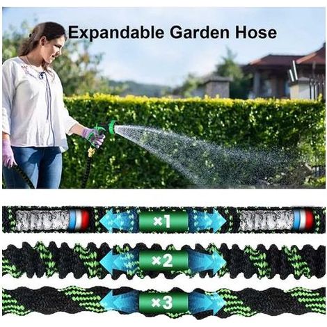 Tuyau d'arrosage 45M/150FT, Tuyau Arrosage Extensible avec Connecteurs 1/2" et 3/4", Anti-pliage et Anti-fuite, Buse de Pulvérisation 10 Fonctions pour l'arrosage du Jardin, le Lavage (1/5)