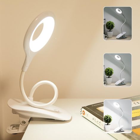 Lampe de Bureau LED, Bras Pivotant Réglable USB Lampe de Table avec Pince Noir, 3 Températures Couleur, Intensité Variable, Protection Oculaire (1/5)