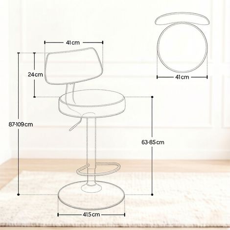 Tabouret de bar réglable en hauteur pour cuisine et salle à manger, pack de 2 tabourets pivotants, design moderne, robuste et pratique pour espaces compacts. (1/5)