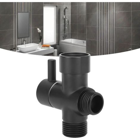 Deviatore per soffione doccia in rame, standard americano 7/8", controllo acqua calda e fredda, braccio doccia, valvola deviatrice per lavabo/WC, nero (1/4)