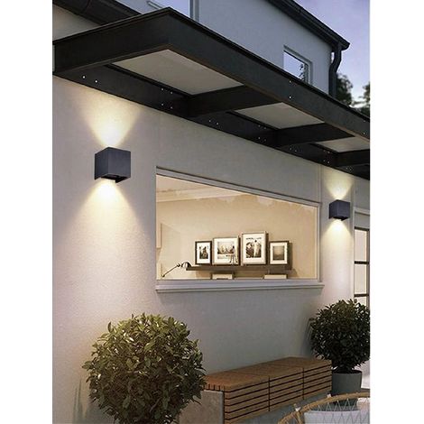 Trade Shop - DOPPELEMISSION LED COB WANDLEUCHTE 12 W AUSSENLEUCHTE 4000K 3000K 6500K ES46 SCHWARZ -