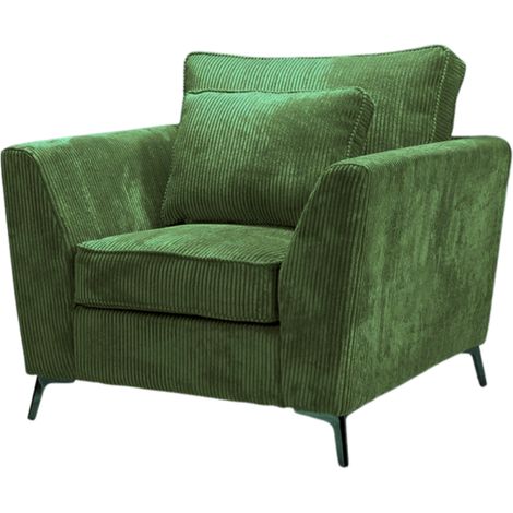 Fauteuil Isla velours côtelé vert (1/4)