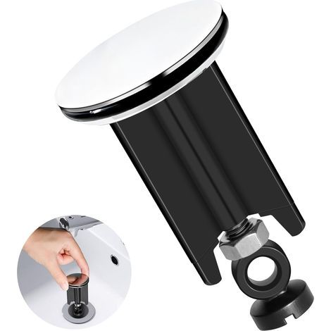 Bouchon Evier Cuisine, 40mm de Remplacement pour Bonde de Lavabo de Salle de Bain, Bonde Douche de Vidange Réglable en Hauteur, pour Cuisine, Salle, Baignoire, en Laiton et Caoutchouc, Ferreux (1/5)