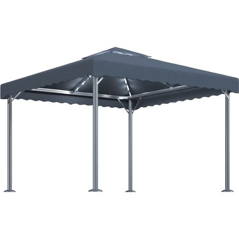 Tonnelle avec guirlande lumineuse LED 300x300 cm Anthracite (1/5)