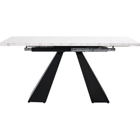 Set tavolo da pranzo 5 pezzi allungabile 99-159 x 74 x 77 cm bianco con 4 sedie in velluto nero (1/5)