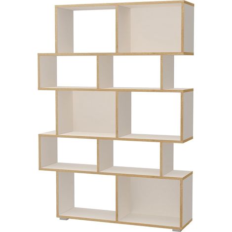 Librería moderna modular de madera blanca mate Rancho B (1/4)