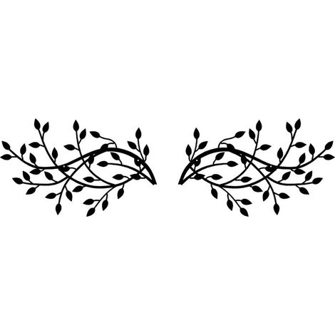 Décoration murale en métal noir – 2 feuilles d'arbre en acier galvanisé – Design branche d'olivier – Dimensions 15 x 9.4 inch (1/5)