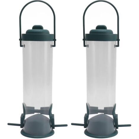 2 Set Bird Tube Feeder. 6.5cm large ouverture en plastique Transparent accrochant Finch Feeder. décoration de jardin avec 2 évents 2 Ports pour l’extérieur (1/5)