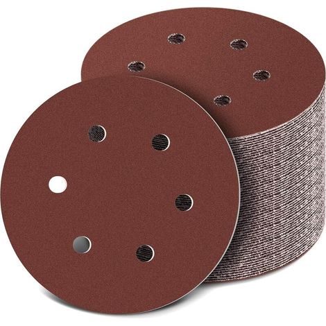 150mm Disque de Ponçage, 100pcs Disques Abrasifs, 40-800 Grain Taille de Idéal pour Poncer, Polir, Dérouiller(6 trous) (1/5)