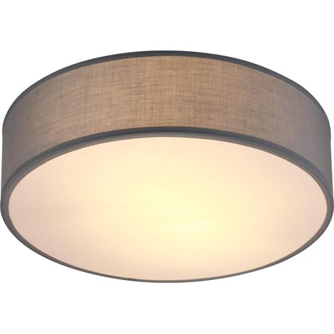 Monzana Deckenlampe Stoff 38 cm Rund 2 flammig E27 Deckenleuchte Stoffdeckenleuchte Stoffdeckenlampe Schlafzimmer Wohnzimmer Grau Schwarz Taupe Weiß Grau