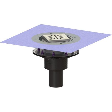 -Bodenablauf Ecoguss Pressfl. DN 80, senkr., Variofix, Designrost (1/2)