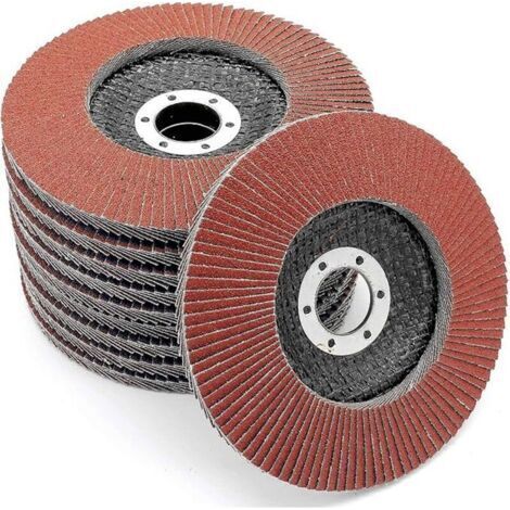 Bac à disques │ Rouge │ 10 pièces │ Diamètre 125mm │ Trou 22mm │ 40/60/80/120 grains │ Acier inoxydable │ Disque de ponçage │ Lamelle │ Disque de polissage │ - (60 grains) (1/5)