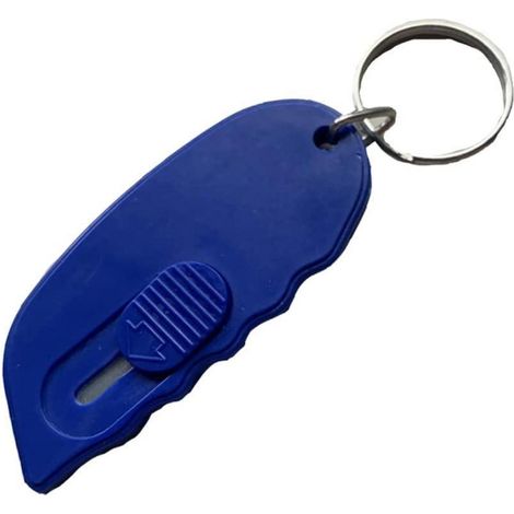 Mini cutter avec porte-clés, lame de sécurité, ouvre-carton, bleu