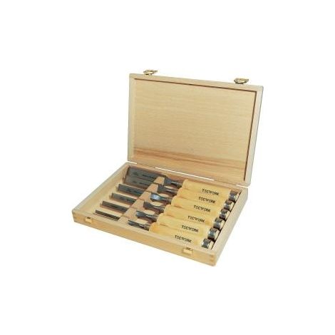 Juego  de  cinceles  6,10,12,16,20,26mm  mango  de  haya  blanca  forma  Ulmer  6  piezas  caja  HO  TW (1/2)