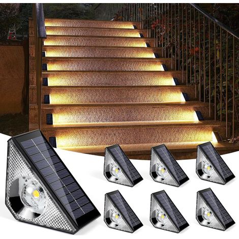 Lampe Solaire Exterieur Detecteur de Mouvement(4PC), 3000K Escaliers éclairage pour Chemins, Eclairage Exterieur Solaire IP65 Led Escalier pour Jardin, Patio, Garage, Marche, Escaliers (6) (1/5)