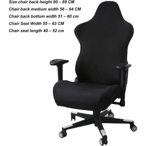 Housse de chaise de jeu extensibles noire, housse de chaise de jeu d'ordinateur de bureau ergonomique (1/3)
