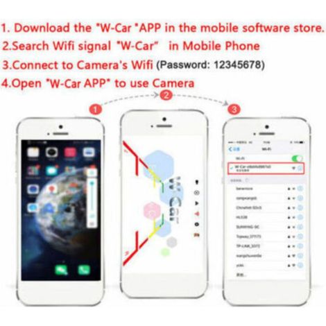1 Caméra de recul sans fil, WiFi HD vision nocturne, IP67 étanche, pour voiture camion bus 12V 36V (1/5)