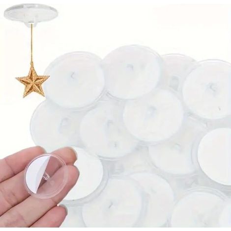 50 Pcs Crochet Plafond Crochet Adhésif 20mm Crochet Plastique sans Percer Crochet Fixation Plafond Crochet Mural Adhesif Crochet Suspension Plafond (1/5)