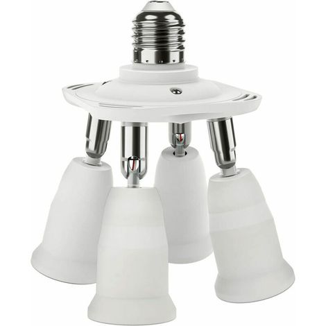 4 en 1 E27 adapt de divis de prise, E27 support standard d'ampoules LED, Prise de lustre de convertiss avec 360° réglables pliage de 180 degrés,10.510.512.5(cm) (1/5)