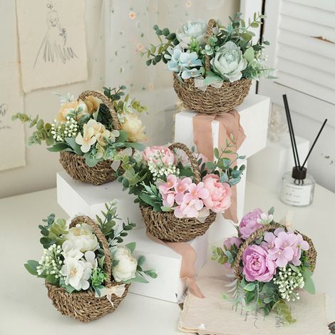 Fleurs artificielles en pot, réalistes et éclatantes, fausses fleurs décoratives en pot pour bureau, salle de bain, chambre, salon (1/5)