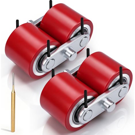 Lot de 4 Roulettes de Transpalette 80 x 70 mm Max.3000kg en Polyuréthane, Roulettes de Guidage Rechange, Volant avec Roulement à Billes, axe 20 mm (1/5)