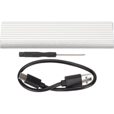 Boîtier SSD M.2 USB-C 3.1 NGFF argenté, installation sans outil, adaptateur portable pour disque dur externe compatible Win et Android. (1/5)